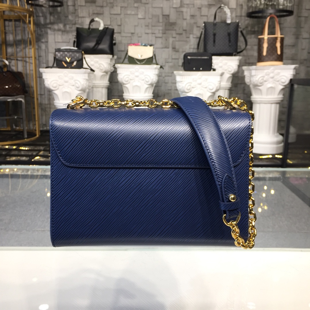 Louis Vuitton TWIST MM Handbag Epi Leather M53090 Indigo Blue